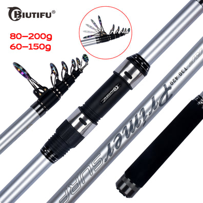 BIUTIFU Surf Telescopic Spinning Fishing Rod 5.3/5.0/4.5/4.2/4.05/3.9/3.6m